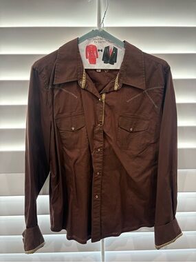 Men's Brown Western-Style Snap Front Shirt